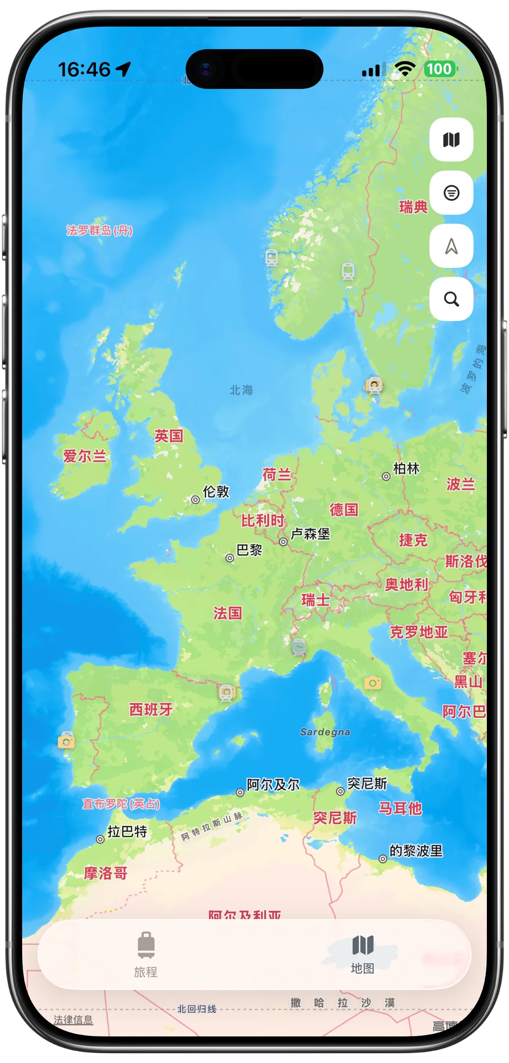 MiTour 个人地图与地点库界面